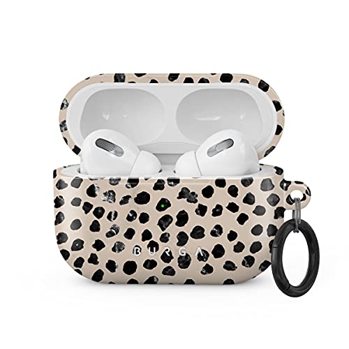 BURGA Airpod Hardcase Compatible with Apple Airpods PRO 2019 Charging Case, Black Polka Dots Pattern Nude Almond Latte Fashion Cute for Girls, Protective Hard Plastic Case