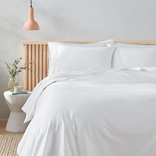 Amazon Aware 100% Organic Cotton 300 Thread Count Duvet Cover Set - White, Full/Queen