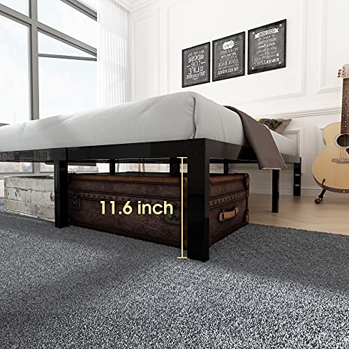 45MinST 3600lbs Heavy Duty Bed Frame,14 Inch Sturdy Steel Slat Mattress Foundation, Metal Reinforced Platform Box Spring Replacement, Easy Assembly with Quick Lock, Queen