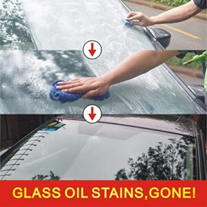 SONGVEN Car Glass Oil Film Cleaner with Sponge Automotive Car Glass Oil Film Clear Removal Cream Paste Automotive Oil Stain Remover Car Glass Stripper Water Spot Remover Kit