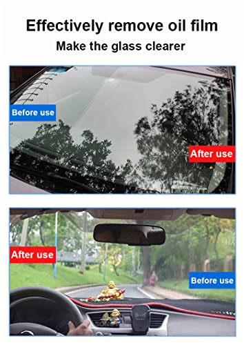 SONGVEN Car Glass Oil Film Cleaner with Sponge Automotive Car Glass Oil Film Clear Removal Cream Paste Automotive Oil Stain Remover Car Glass Stripper Water Spot Remover Kit