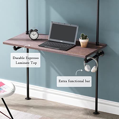 MCleanPin Industrial Computer Desk with Shelves,Ladder Shelf Desk,Wall Mount Desk with Shelf,79inch Home Office Computer Table, 2-Tier Rustic Wall Ladder Desk（W40inch）