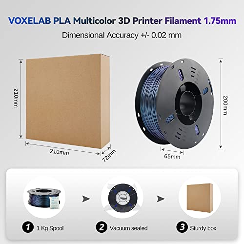 Voxelab 3D Printer Filament, 1.75mm PLA Multicolor Filament, Dimensional Accuracy +/- 0.02 mm, 3D Printing Material 1kg/ Spool, Compatible with FDM 3D Printer/Pen (Burnt Titanium)