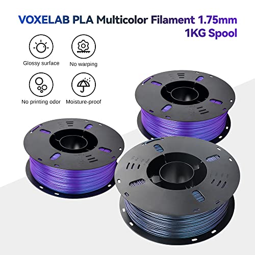 Voxelab 3D Printer Filament, 1.75mm PLA Multicolor Filament, Dimensional Accuracy +/- 0.02 mm, 3D Printing Material 1kg/ Spool, Compatible with FDM 3D Printer/Pen (Burnt Titanium)