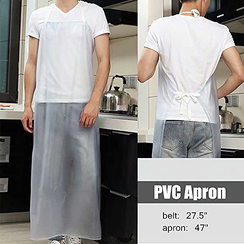 Kvimvty Unisex 47 x 27.5 inches Heavy Duty Transparent PVC Waterproof Apron, Keeps You Clean and Dry When Dishes Washing Kitchen Cooking, Clear, over 15 years old