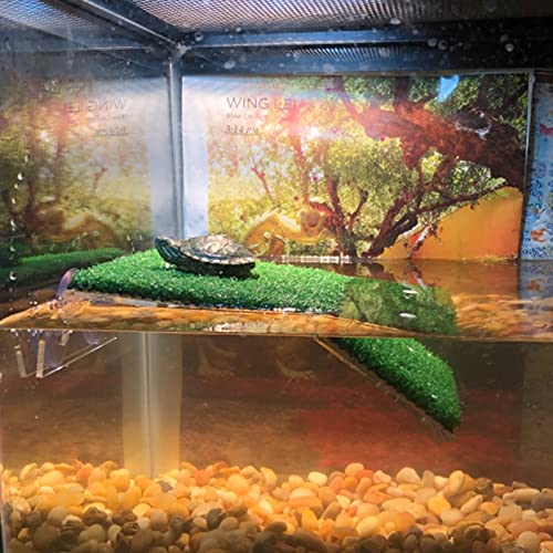 DoubleWood Lawn Turtle Basking Platform Turtle Resting Basking Platform, Simulation Grass Turtle Ramp for Turtle Tank, for Small Reptile Frog Terrapin (Large)