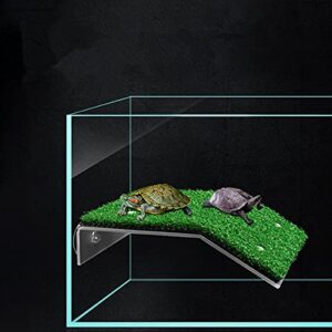 DoubleWood Lawn Turtle Basking Platform Turtle Resting Basking Platform, Simulation Grass Turtle Ramp for Turtle Tank, for Small Reptile Frog Terrapin (Large)