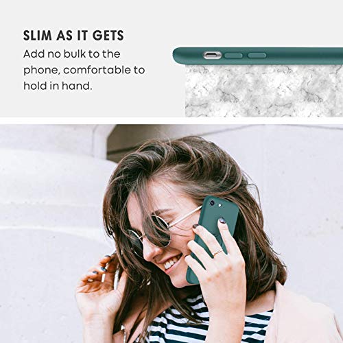 SouliGo iPhone SE 2022 Case, iPhone SE 2020 Case, iPhone 8 Case, iPhone 7 Case, Slim Silicone Soft Rubber Shockproof Protective Ring Kickstand Hybrid Hard Protection Girls Women Phone Cover,Dark Green