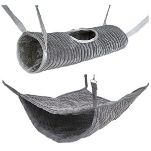 alfie pet - eileen 2-piece set hammock and tunnel for mouse, chinchilla, rat, gerbil and dwarf hamster - color: grey