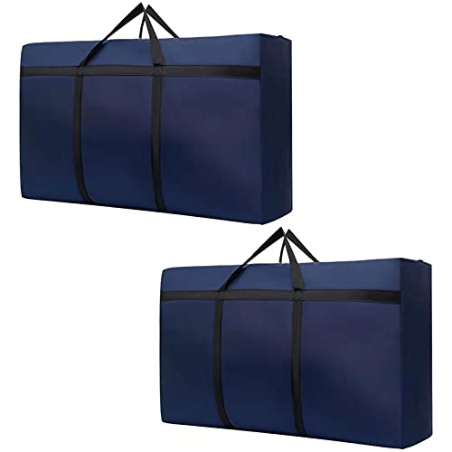 Heavy Duty Storage Bags Extra Large Bags for Moving/Carring/Travelling, Oversized Storage Bag Organizer with Zippers and Handles, Reusable Clothes Storage Space Saving Moving Supplies Tote, 2 Pack