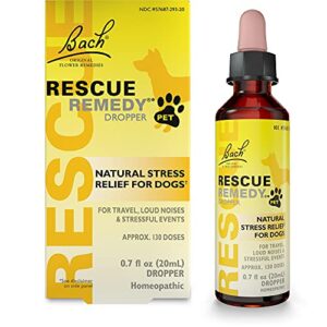bach rescue remedy pet for dogs 20ml, natural calming drops, stress relief for dogs & puppies, caused by separation, thunder, fireworks, homeopathic flower remedy