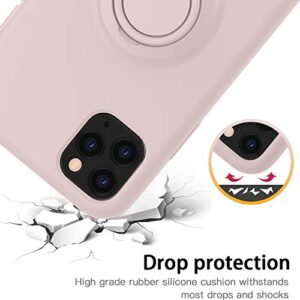 Thomo for iPhone 11 Pro Max Case [Liquid Silicone Ring Holder Kickstand] [Anti-Scratch Microfiber Lining], Full-Body Protective Bumper Cover Case for iPhone 11 Pro Max - Pink Sand