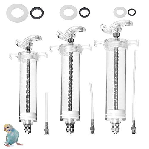 OBANGONG 3 PCS Bird Feeding Syringe Feeding Tubes for Baby Birds Used for Pet Sick Bird Parrot Feed Milk or Medicine,with 3 Curved Tubes 50ml,20ml,10ml