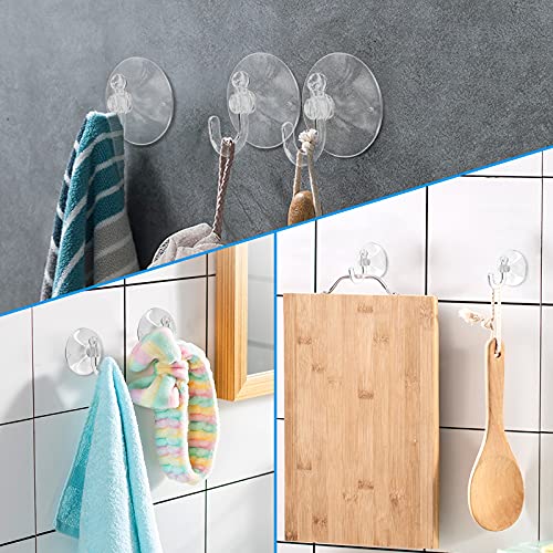 Piutouyar 20Pcs Clear Suction Cup Hooks 30mm Plastic Sucker Pads Transparent Suckers for Window Wall Bathroom Shower Kitchen Hook Hanger