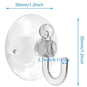 Piutouyar 20Pcs Clear Suction Cup Hooks 30mm Plastic Sucker Pads Transparent Suckers for Window Wall Bathroom Shower Kitchen Hook Hanger