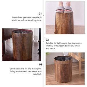 NUOBESTY Garbage Trash Can Vintage Waste Can Plastic Garbage Can Plastic Wood Grain Trash Can for Bedroom Living Room Bathroom