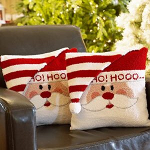 glitzhome 2PK Hooked Merry Christmas 3D Santa Throw Pillow Filled Cushion Sofa Decorative Pillow 14" L x 14" W