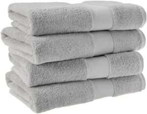 amazon aware 100% organic cotton plush bath towels - bath towels, 4-pack, light gray
