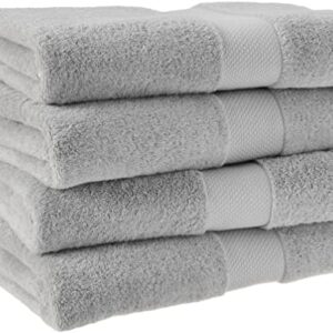 Amazon Aware 100% Organic Cotton Plush Bath Towels - Bath Towels, 4-Pack, Light Gray