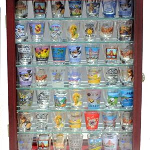 DisplayGifts Shot Glass Display Case Wall & Standing Curio Cabinet Shelf Unit Small Curio Cabinet (Cherry Finish)