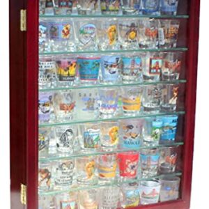 DisplayGifts Shot Glass Display Case Wall & Standing Curio Cabinet Shelf Unit Small Curio Cabinet (Cherry Finish)