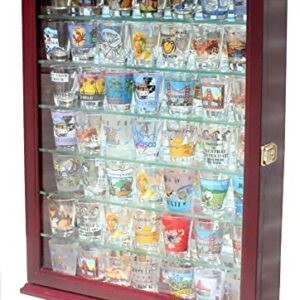 DisplayGifts Shot Glass Display Case Wall & Standing Curio Cabinet Shelf Unit Small Curio Cabinet (Cherry Finish)