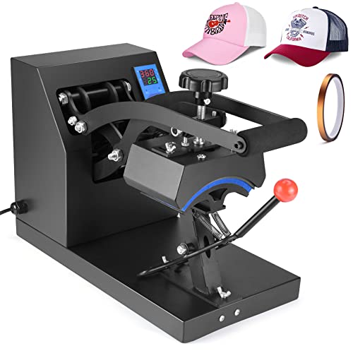 Slendor Hat Press 6x3.5 Inch Baseball Cap Heat Press Machine Clamshell Design Curved Element Cap Sublimation Transfer Press with Digital LCD Timer and Temperature Control