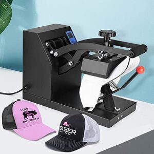 Slendor Hat Press 6x3.5 Inch Baseball Cap Heat Press Machine Clamshell Design Curved Element Cap Sublimation Transfer Press with Digital LCD Timer and Temperature Control
