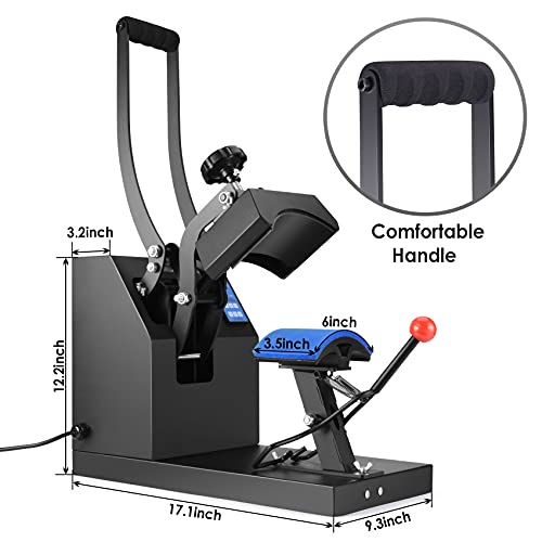 Slendor Hat Press 6x3.5 Inch Baseball Cap Heat Press Machine Clamshell Design Curved Element Cap Sublimation Transfer Press with Digital LCD Timer and Temperature Control