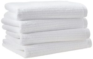 amazon aware 100% organic cotton ribbed bath towels - hand towels, 4-pack, white