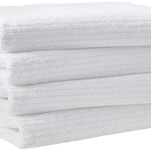 Amazon Aware 100% Organic Cotton Ribbed Bath Towels - Hand Towels, 4-Pack, White