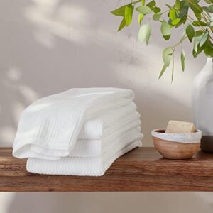 Amazon Aware 100% Organic Cotton Ribbed Bath Towels - Hand Towels, 4-Pack, White