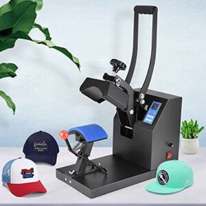PNKKODW Hat Press Digital Baseball Cap Heat Press Machine 6x3.5 Inch Clamshell Design Curved Element Cap Sublimation Transfer Press with LCD Timer and Temperature Control, Rigid Steel Frame