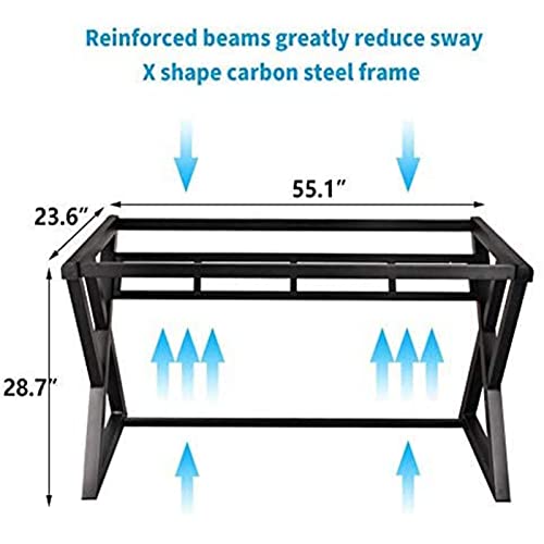 BINGTOO Computer Desk Glass Top Metal Frame, 55.1" Home Office Desks & Workstation Modern Office Writing Gaming Study Work Glass Computer Table Desk