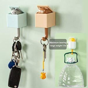 Creative Adhesive Coat Hook,4 Pcs Cute Pet Hooks for Coat, Scarf, Hat, Towel,Key, Bag, Utility Cat Hook for Wall Hanging Decorations(4 Colors)