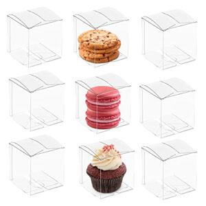 Nicunom 120 PCS Clear Favor Boxes, 2" x 2" x 2" Plastic Favors Boxes Gift Boxes Transparent Cube Boxes Single Individual Packaging for Macaron Candy Minigifts Wedding Party Baby Shower