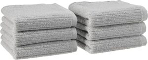 amazon aware 100% organic cotton ribbed bath towels - washcloths, 6-pack, light gray