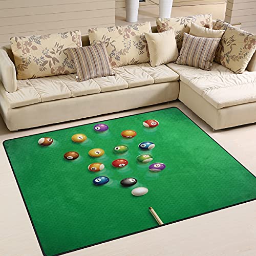 ALAZA Billiard Table View Balls Sport Non Slip Area Rug 5' x 7' for Living Dinning Room Bedroom Kitchen Hallway Office Modern Home Decorative