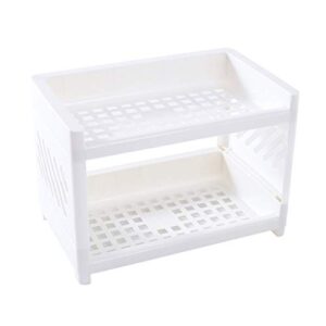 zgs78hh Double Layer Hollow Shelf, Plastic Cosmetics Desktop Finishing Bathroom Accessories Organizer,Storage Rack,2 Tier Shelf Holder, White