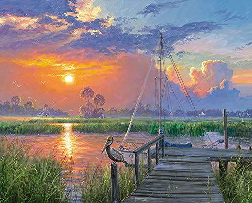 David Textiles Inlet Solitude with Sunset Panel 36 X 44 Inch Cotton Fabric