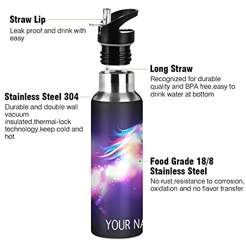 Unicorn Personalized Water Bottle Double Stainless Steel Insulated Simple Customized Cup