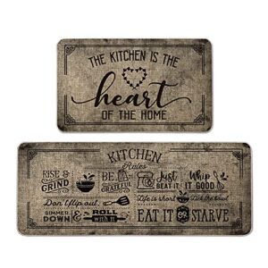 artoid mode kitchen quotes kitchen mats set of 2, seasonal the kitchen is the heart of the home cooking sets holiday party low-profile floor mat for home kitchen - 17x29 and 17x47 inch