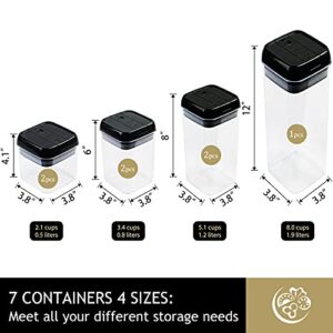 Naivees Airtight Food Storage Containers 7 PC Different Volume Set BPA Free Plastic Kitchen and Pantry Organization for Cereal, Snacks and Sugar Clear Canisters with 24 Free Chalkboard Labels