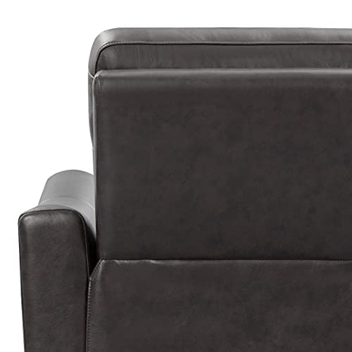 Abbyson Living Tomasino Leather Power Reclining Loveseat with Power Headrest, Dark Grey