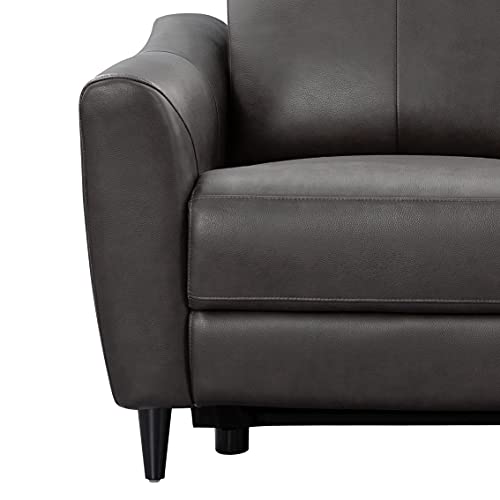 Abbyson Living Tomasino Leather Power Reclining Loveseat with Power Headrest, Dark Grey