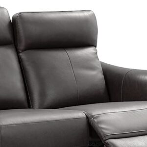 Abbyson Living Tomasino Leather Power Reclining Loveseat with Power Headrest, Dark Grey