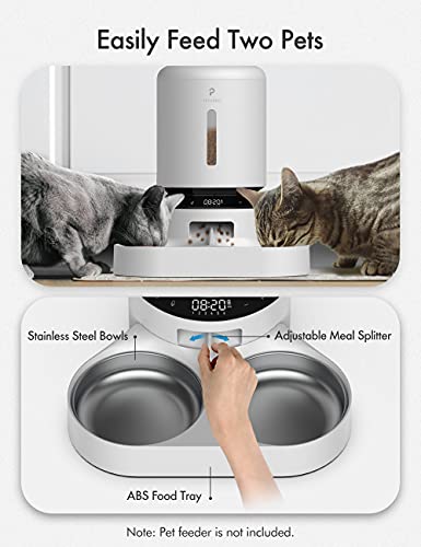 PETLIBRO Pet Food Splitter with Stainless Steel Bowls, Automatic Cat Feeder Bowls for Two Cats or Dogs, Suitable for PETLIBRO Automatic Cat Feeder PLAF005, PLAF006, PLAF103, PLAF203