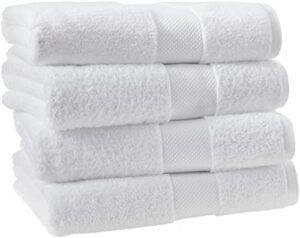 amazon aware 100% organic cotton plush bath towels - bath towels, 4-pack, white