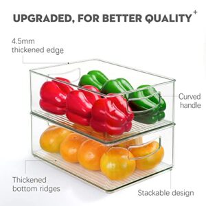 JOOFLI Vertical Stackable Refrigerator Pantry Organizer Bins, Set Of 6 Clear Plastic Storage Containers for Kitchen Countertops, Fridge, Cabinets, Bathroom, Bedroom BPA Free