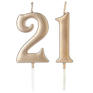 champagne gold 21st & 12th birthday candles for cake, number 21 12 1 2 glitter candle party anniversary cakes decoration for kids women or men